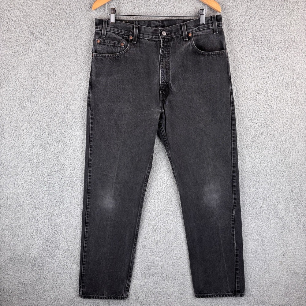 Vintage Levis 505 Jeans Mens 36x32 Black Regular Fit Straight Leg Denim USA 90s